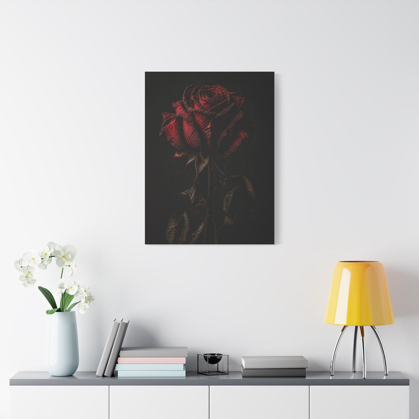 Dark Crimson Rose Still Life Wall Art & Canvas Print