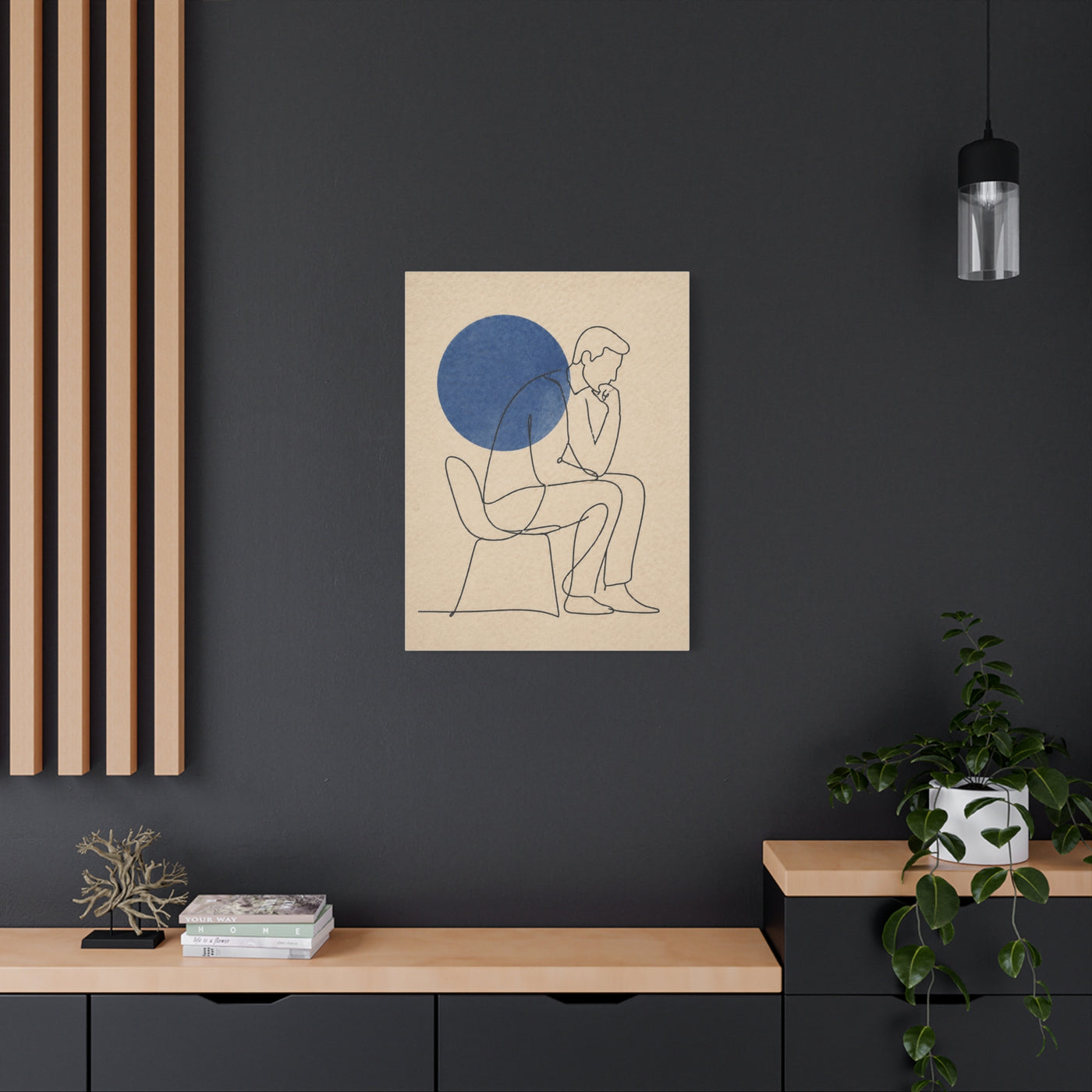 Modern Thinker Line Study Wall Art & Canvas Print