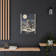 Vintage Moonlit Owl Woodblock Wall Art & Canvas Print