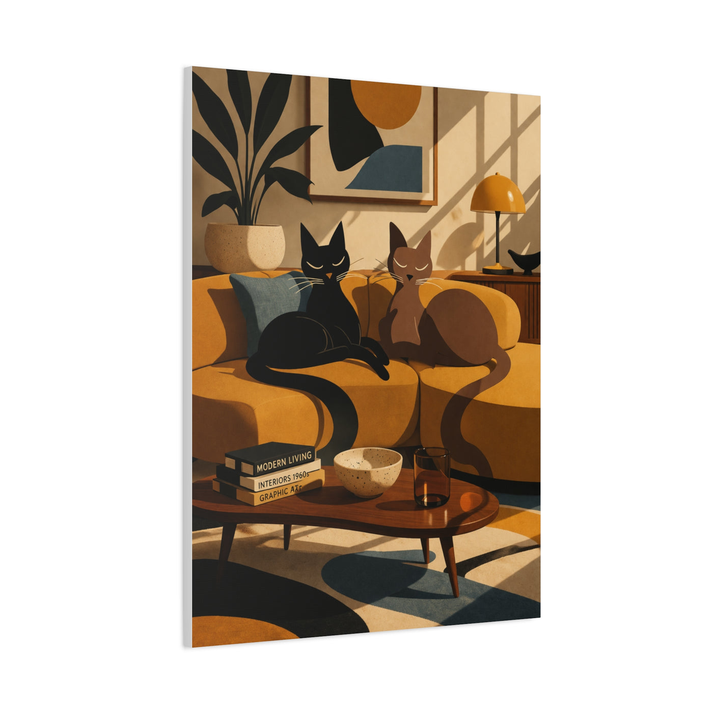 Playful Retro Cats Lounge Scene Wall Art & Canvas Print
