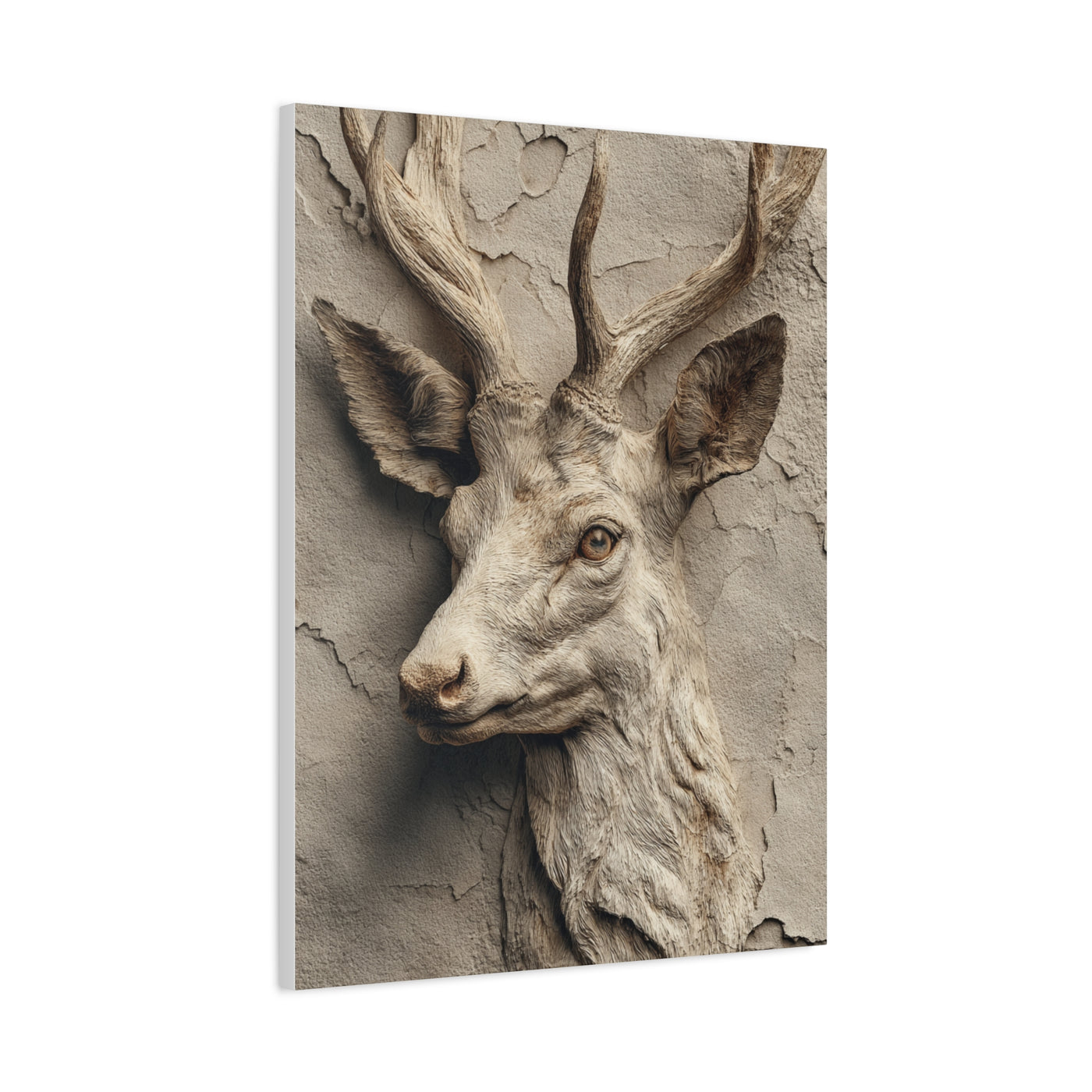 Rustic Stone Deer Relief Wall Art & Canvas Print
