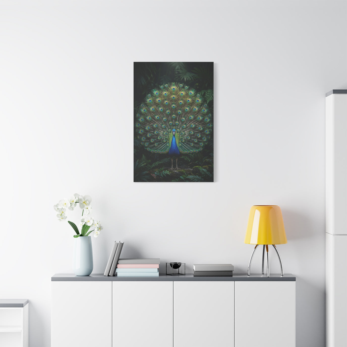 Jungle Royal Peacock Halo Wall Art & Canvas Print