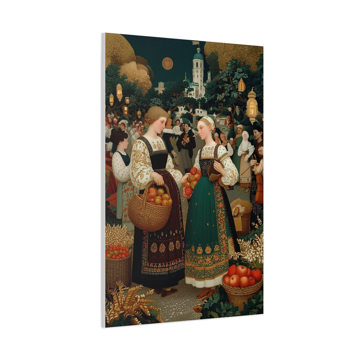 Village Harvest Festival Folk Scene Wall Art & Canvas Print