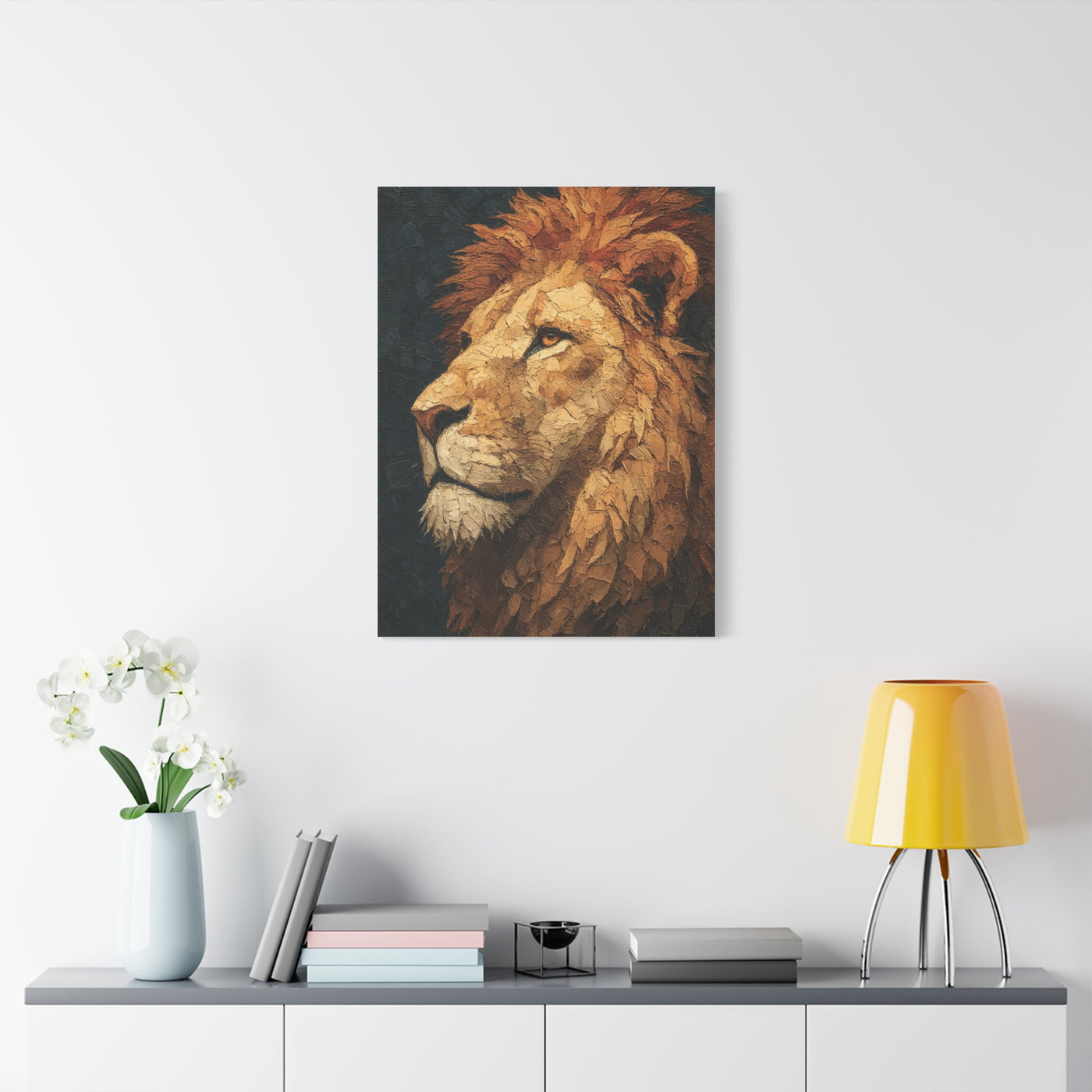 Textured Lion Portrait Painterly Close-Up Wall Art & Canvas Print