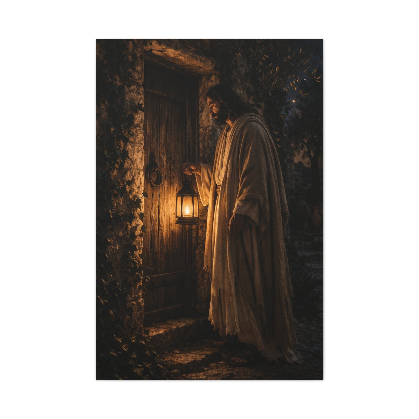 Jesus Knocking Candlelight Door Wall Art & Canvas Print