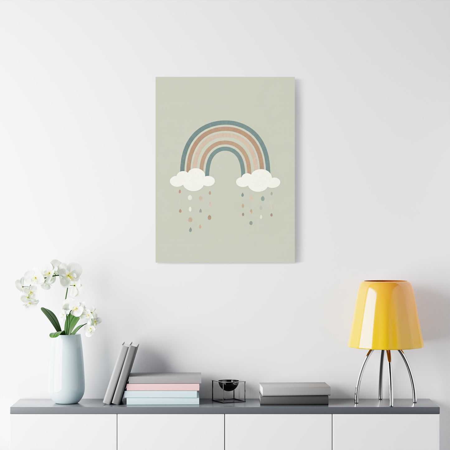 Pastel Rainbow & Clouds Nursery Wall Art & Canvas Print