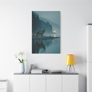 Blue Hour Lakeside Stag Reflection Wall Art & Canvas Print