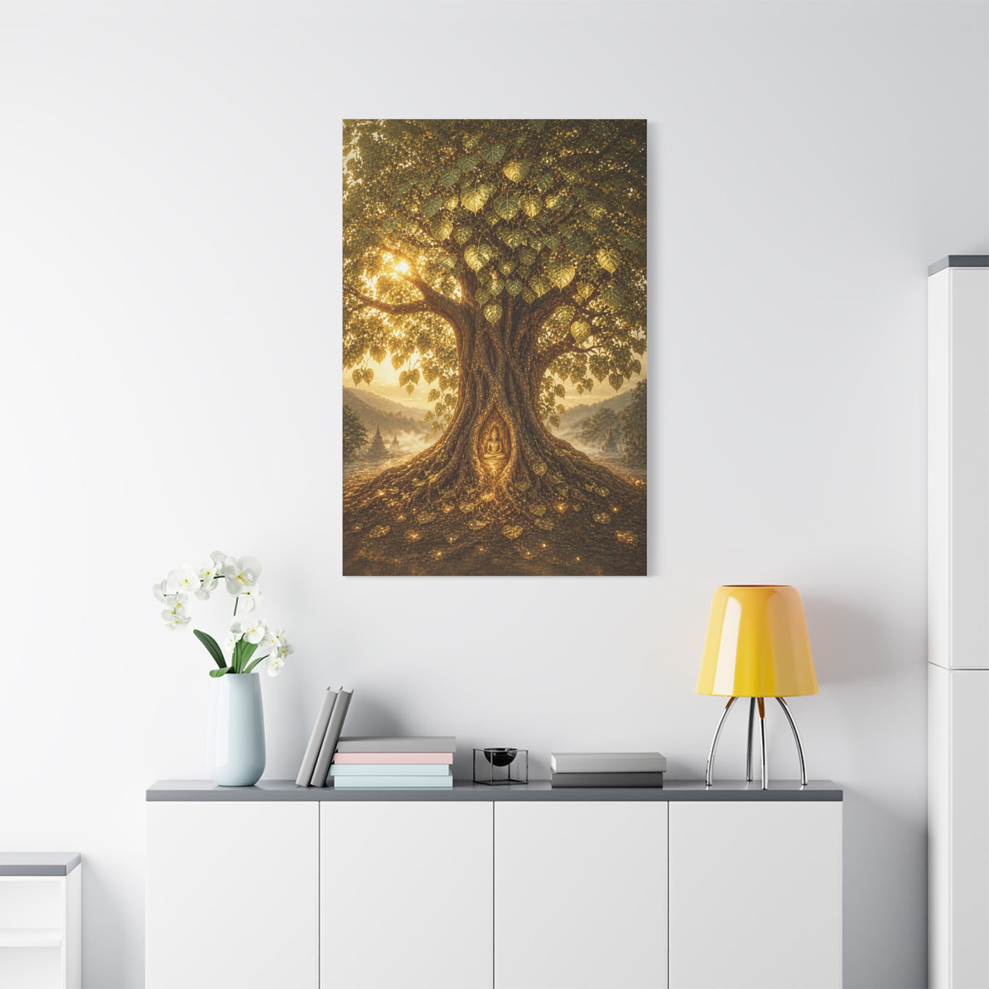 Golden Bodhi Tree Illumination Wall Art & Canvas Print