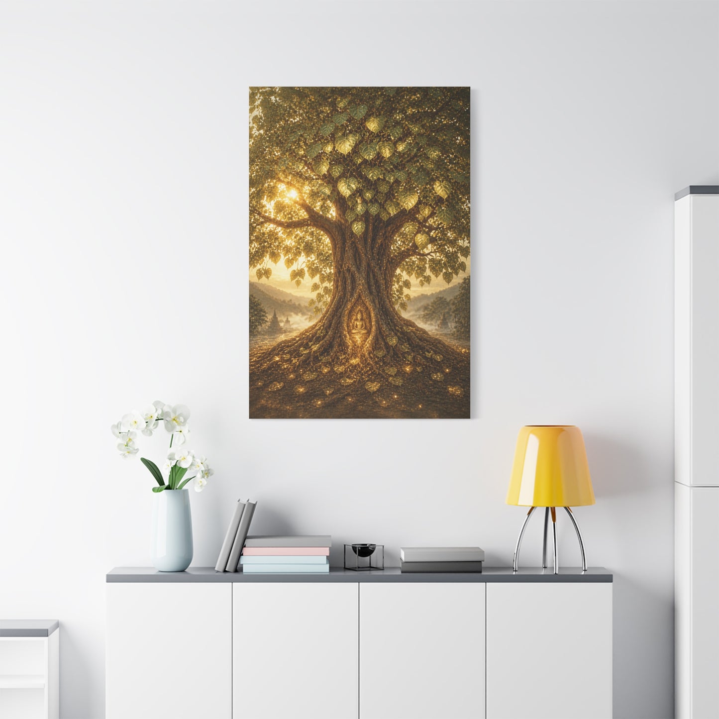 Golden Bodhi Tree Illumination Wall Art & Canvas Print