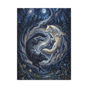 Yin Yang Cosmic Wolves Balance Scene Wall Art & Canvas Print