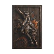Rodeo Bronc Rider Metal Relief Panel Wall Art & Canvas Print