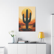Golden Sun Desert Saguaro Illustration Wall Art & Canvas Prints