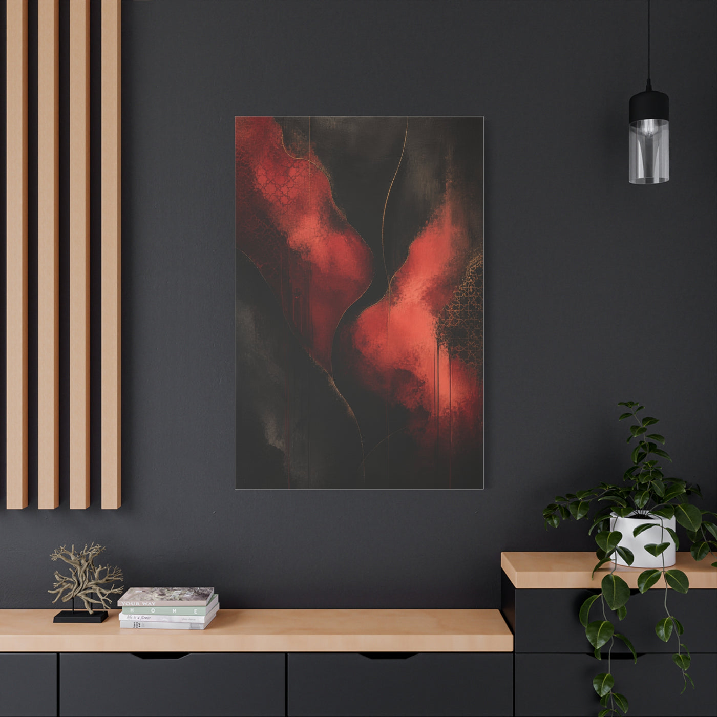 Red and Black Luxury Abstract Flow Wall Art & Canvas Print