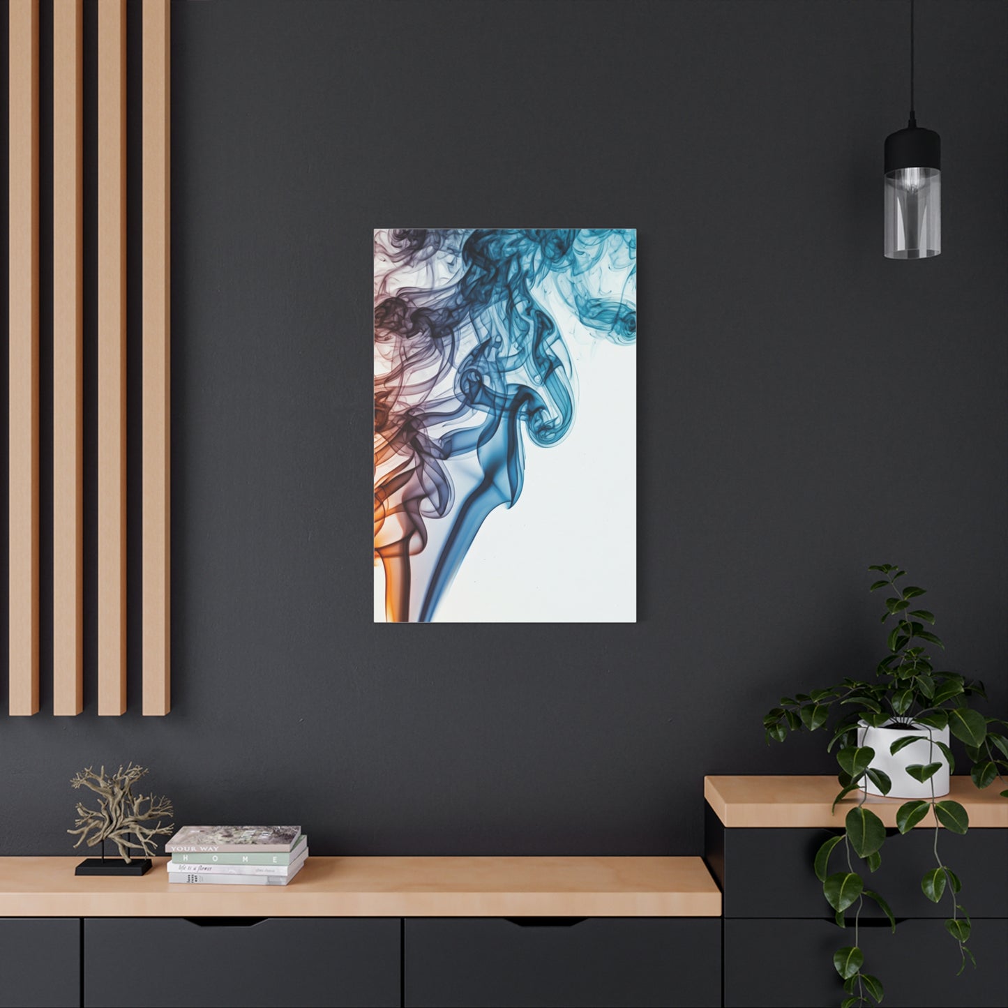 Blue and Amber Smoke Flow Abstract Wall Art & Canvas Prints