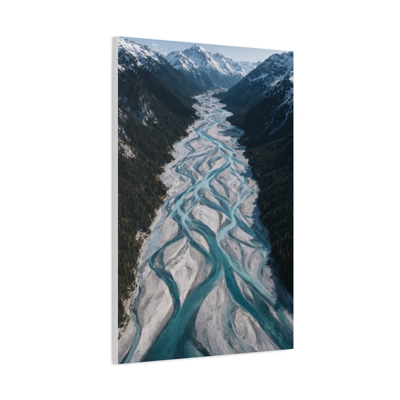 Aerial Braided Mountain River Wall Art & Canvas Print