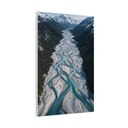 Aerial Braided Mountain River Wall Art & Canvas Print
