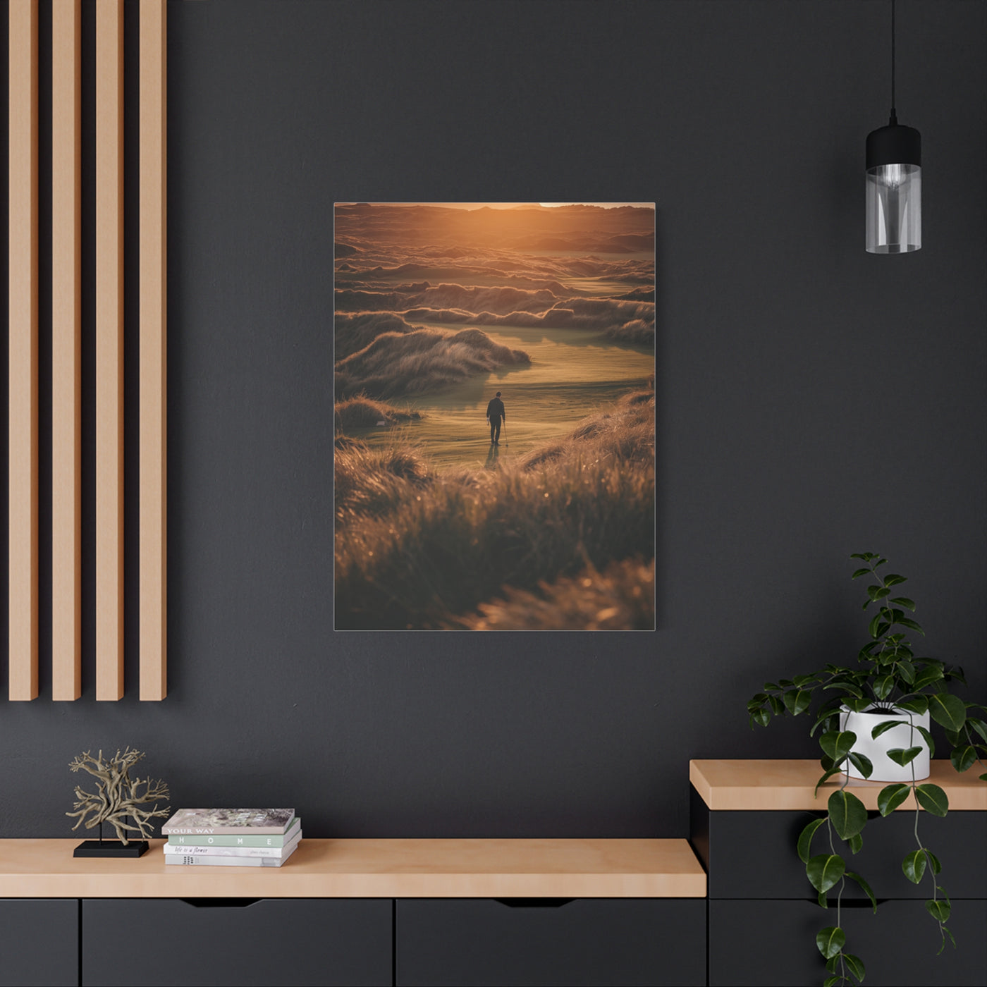 Scottish Links Golfer Sunrise Wall Art & Canvas Print