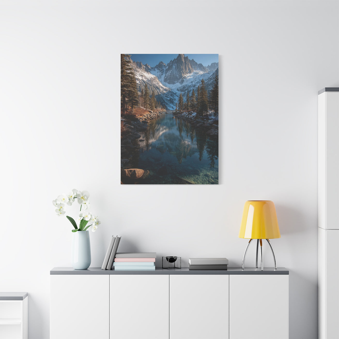 Serene Alpine Lake Reflection Wall Art & Canvas Print