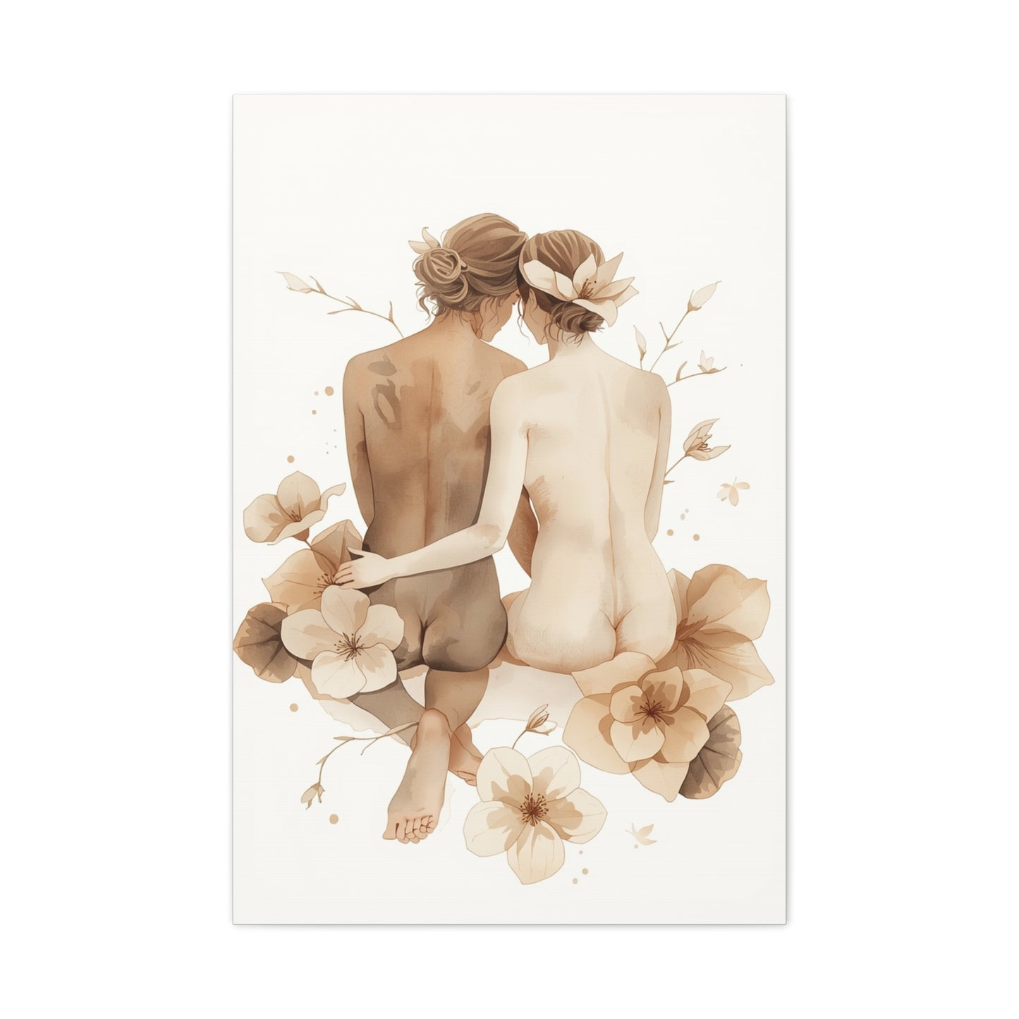 Minimal Dual Figure Botanical Composition Wall Art & Canvas Print