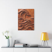 Terracotta Clay Wave Sculpture Panel Wall Art & Canvas Print
