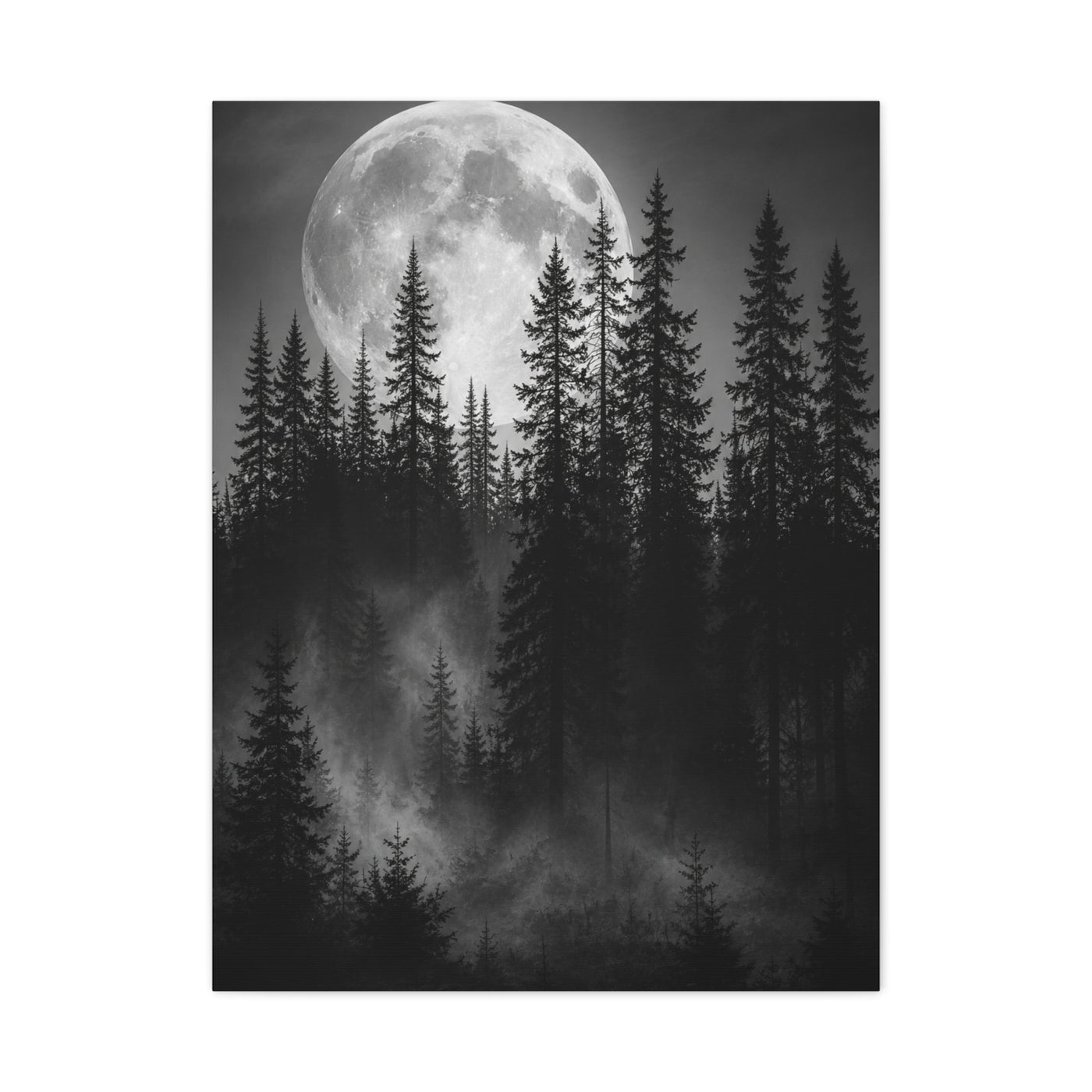 Moonlit Pine Forest Mystical Night Trees Wall Art & Canvas Print