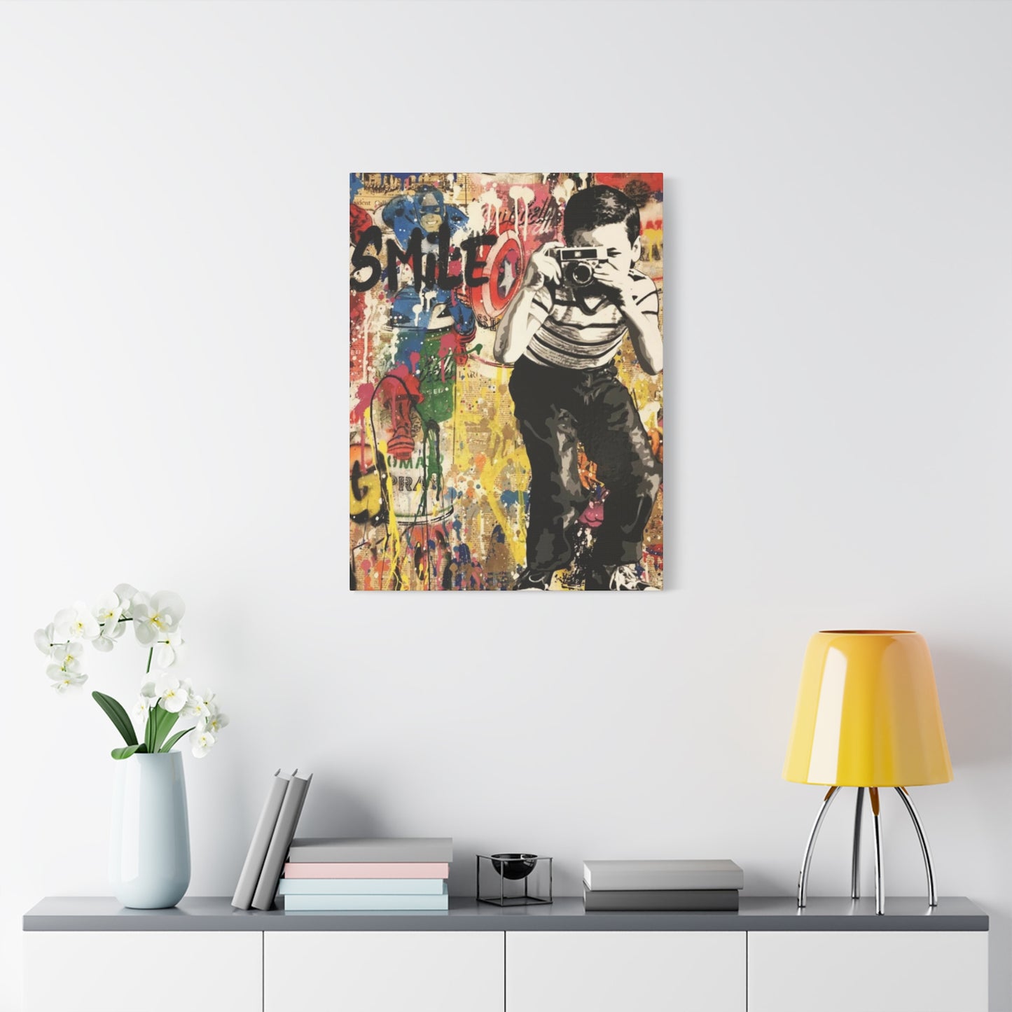 Smile Abstract Painting Mixed Media Wall Art & Canvas Prints