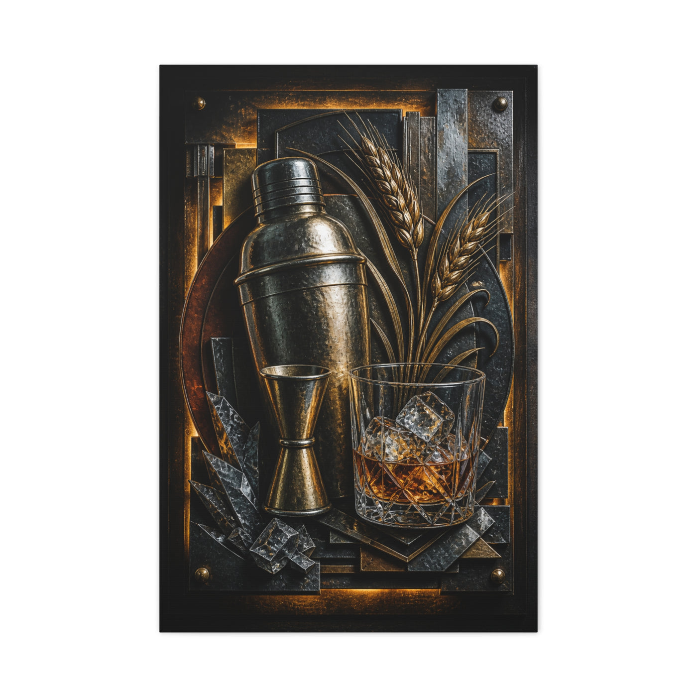 Industrial Cocktail Metal Relief Wall Art & Canvas Print