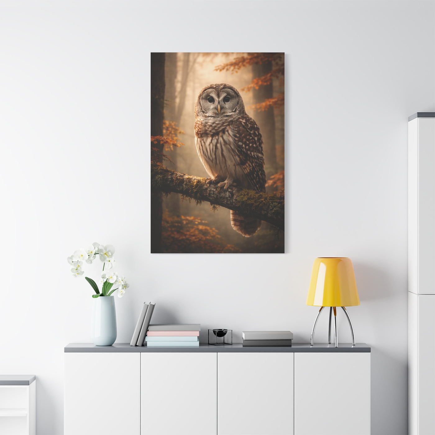 Barred Owl Autumn Forest Portrait Wall Art & Canvas Print