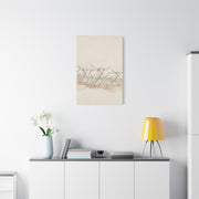 Running Longhorn Line Sketch Panorama Wall Art & Canvas Print