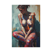 Expressive Seated Nude Color Study Wall Art & Canvas Print