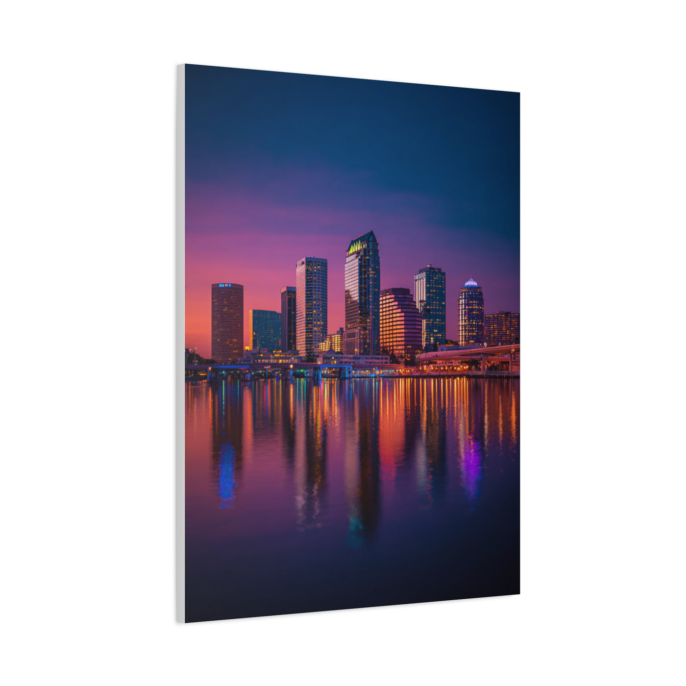 Modern City Skyline at Dusk Wall Art & Canvas Print