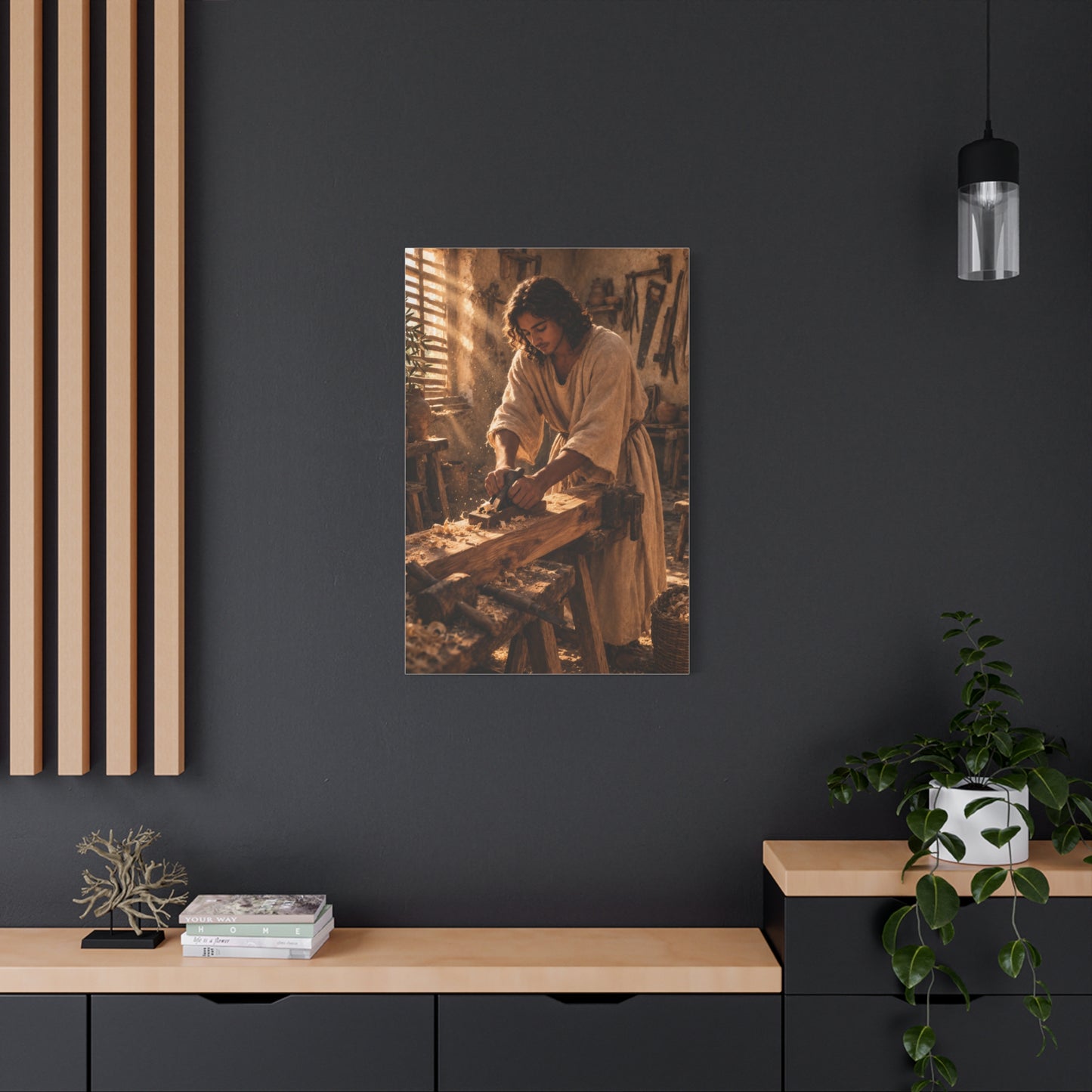 Jesus the Carpenter Workshop Scene Wall Art & Canvas Print
