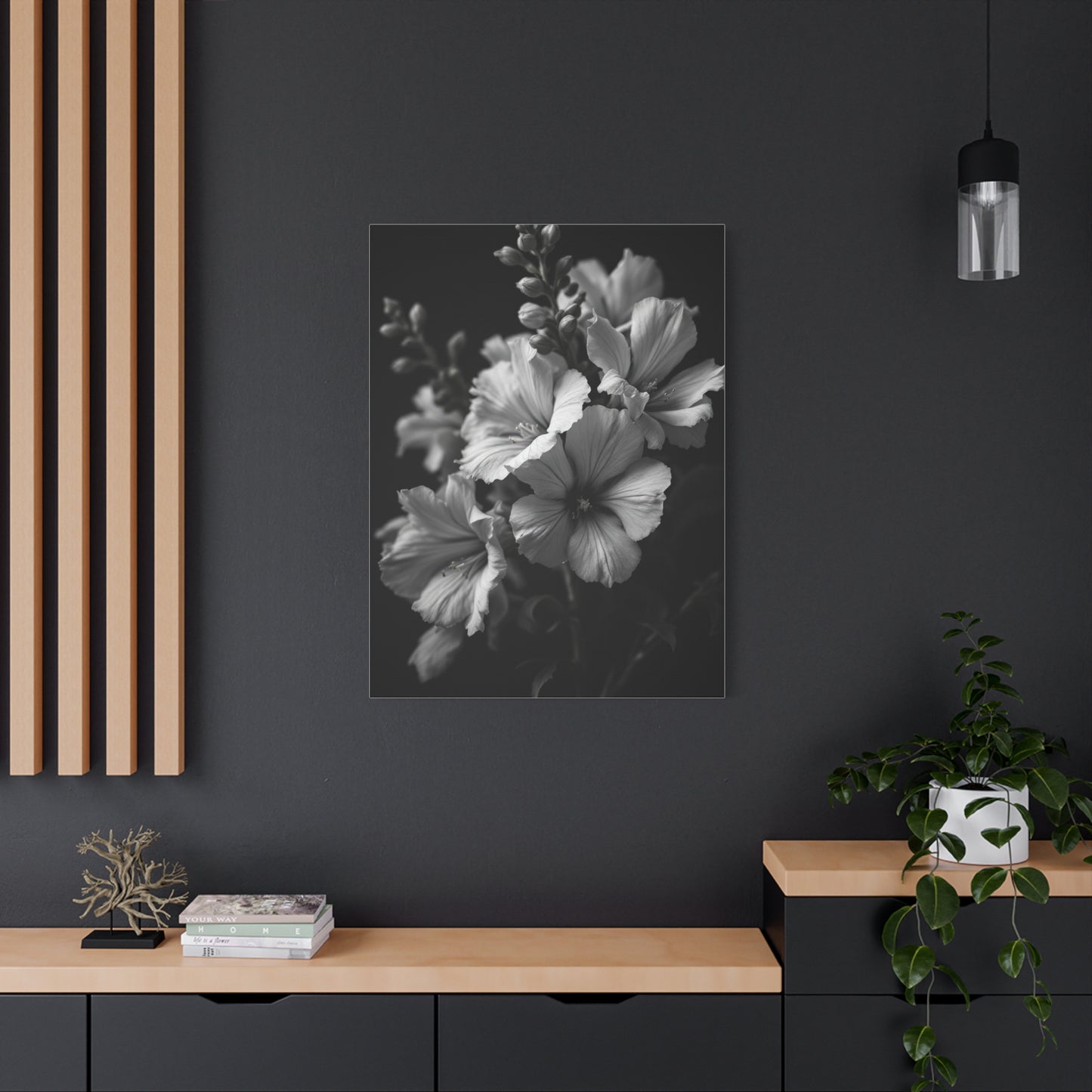 Classic Wildflower Cluster in Monochrome Wall Art & Canvas Prints