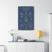 Vintage Acoustic Guitar Patent Blueprint Wall Art & Canvas Print