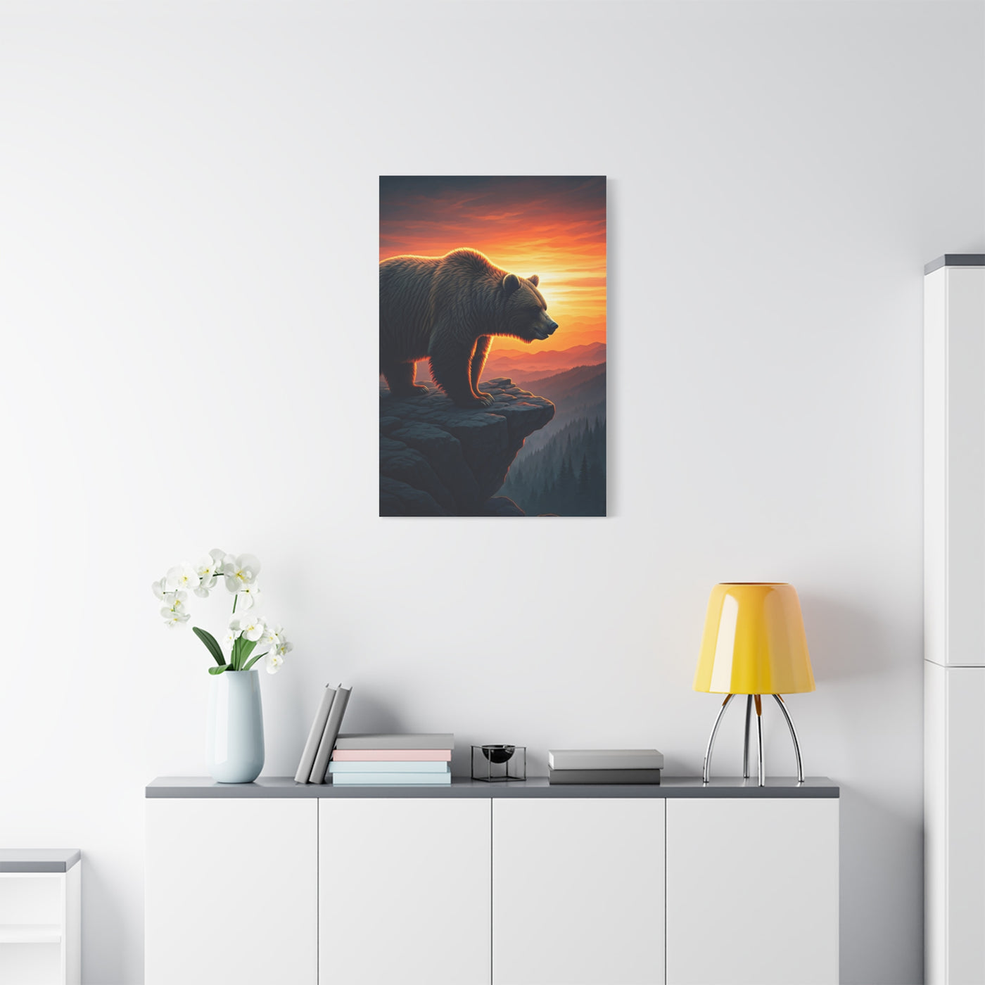 Sunset Cliff Grizzly Bear Wall Art & Canvas Prints