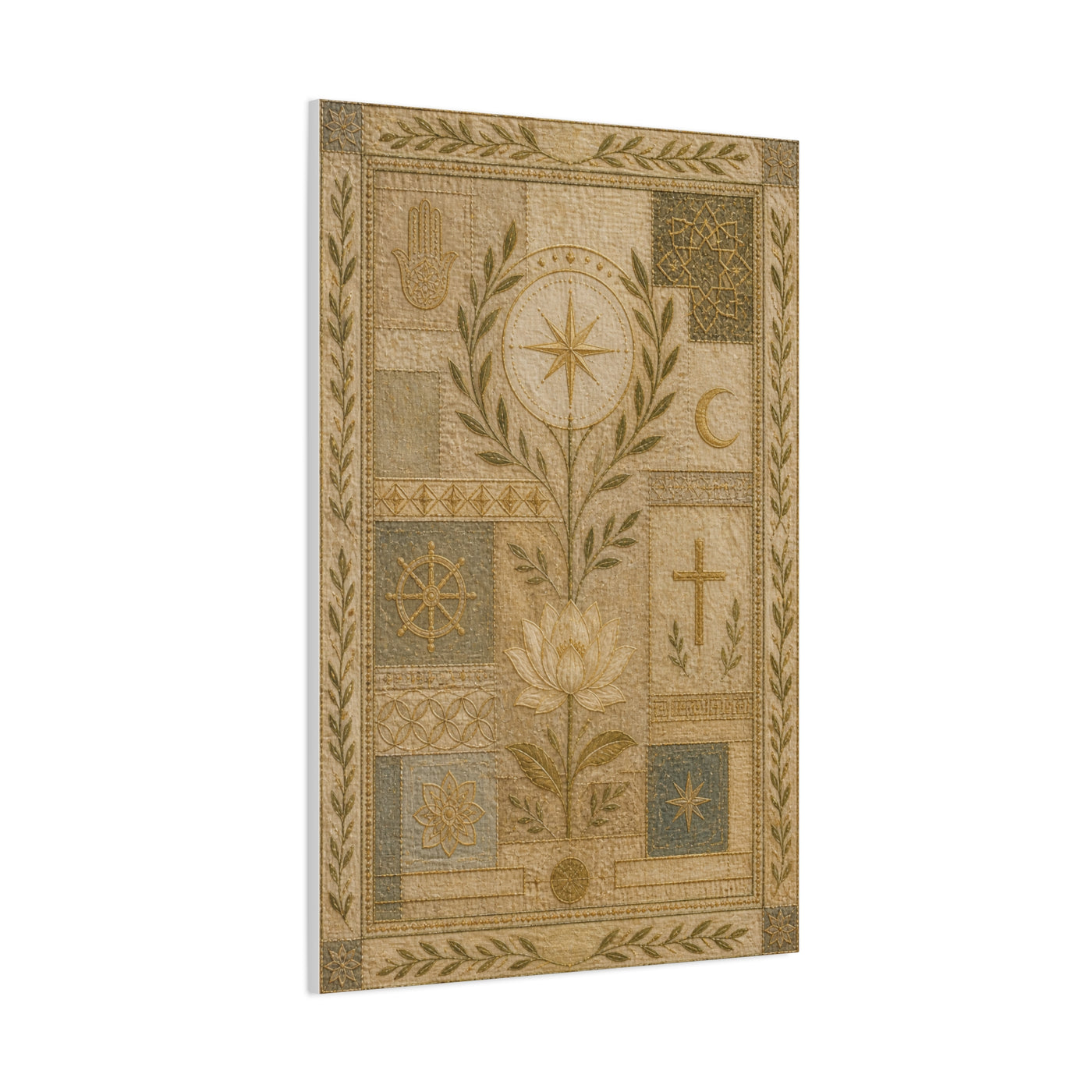 Interfaith Sacred Symbol Textile Wall Art & Canvas Print