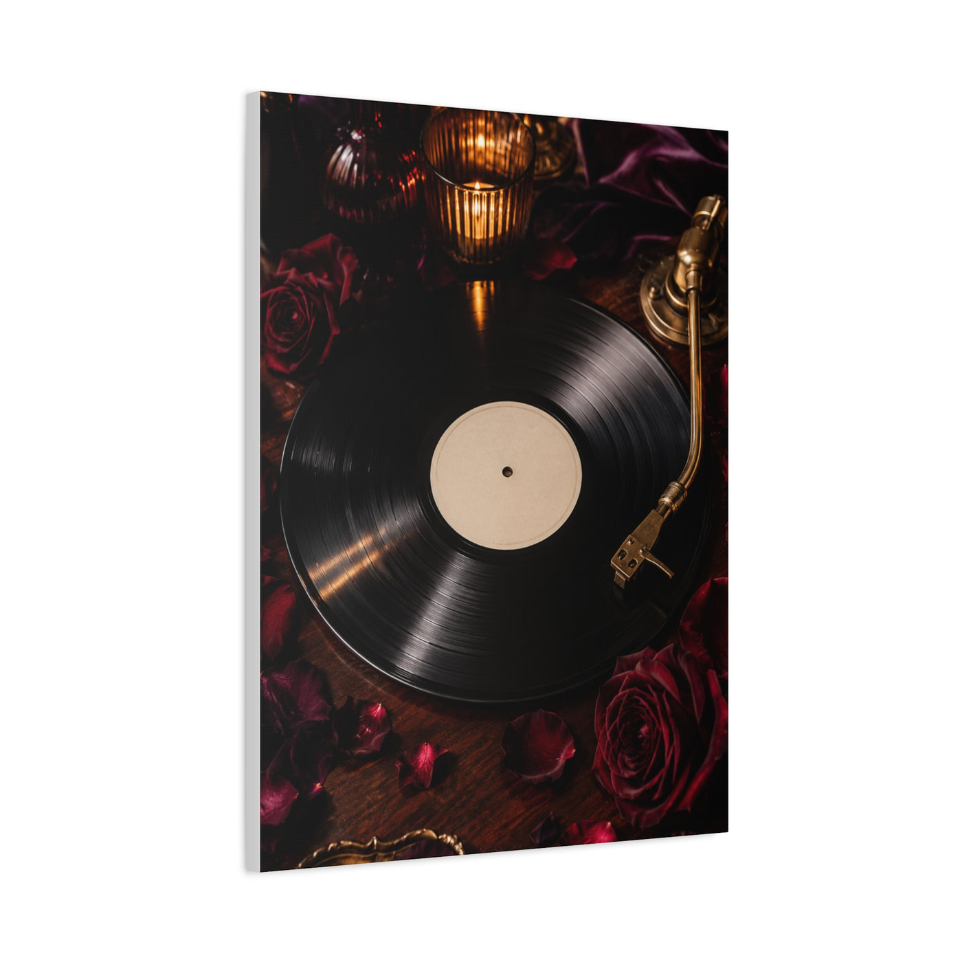 Vinyl Record Candlelit Romance Still Life Wall Art & Canvas Print