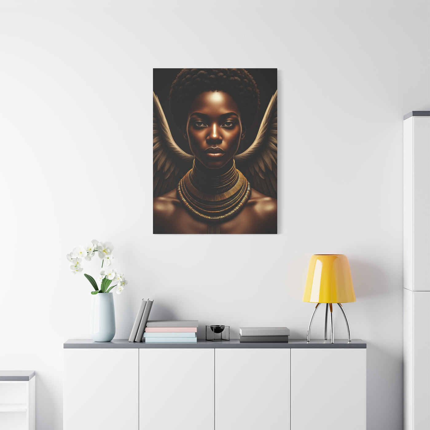 Celestial Queen with Golden Wings Wall Art & Canvas Prints