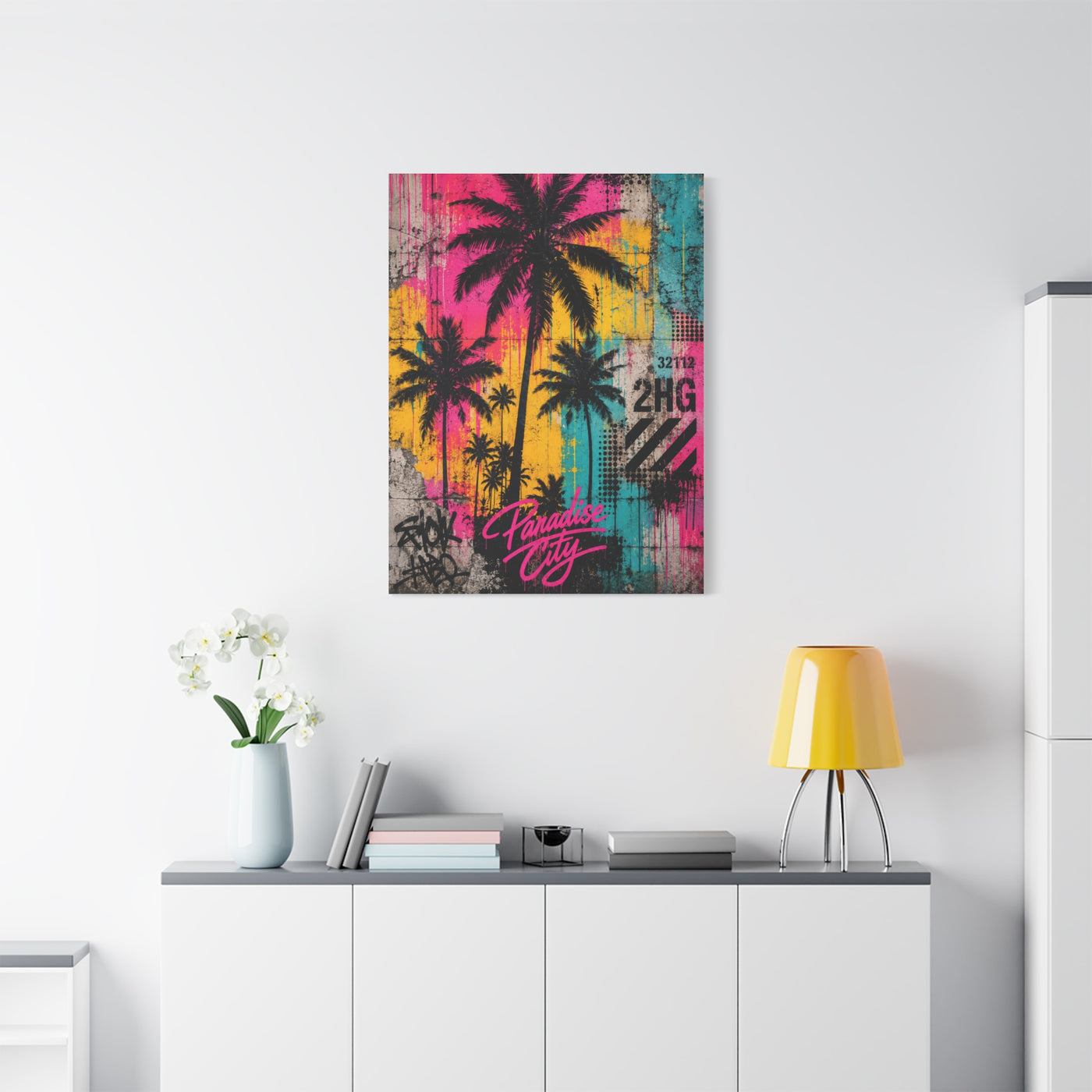 Neon Graffiti Palm Paradise Tropical Wall Art & Canvas Print