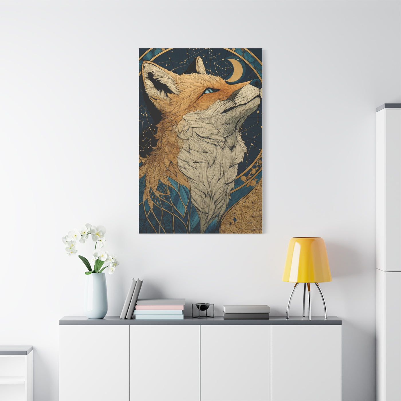 Celestial Fox Constellation Portrait Wall Art & Canvas Print