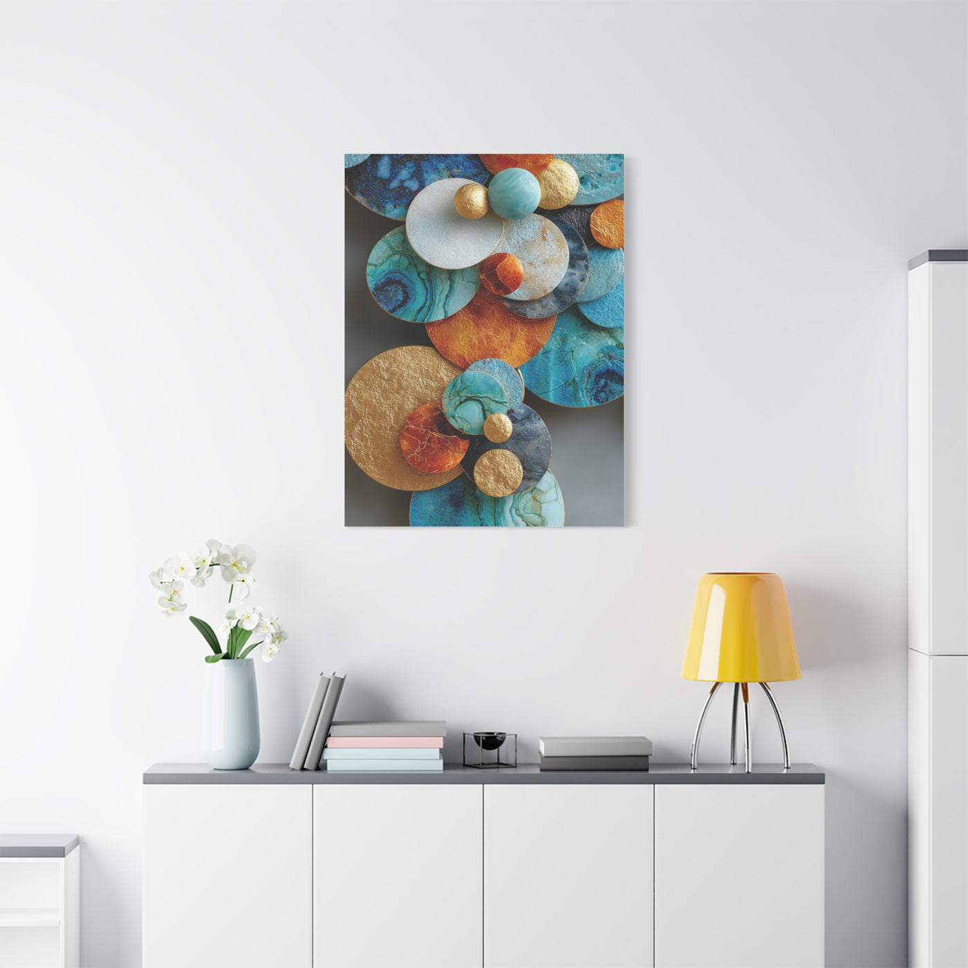 Overlapping Multicolor Metal Circles Wall Art & Canvas Print