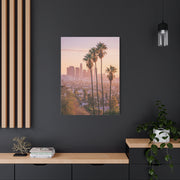 Los Angeles Sunset Skyline with Palm Trees Wall Art & Canvas Print