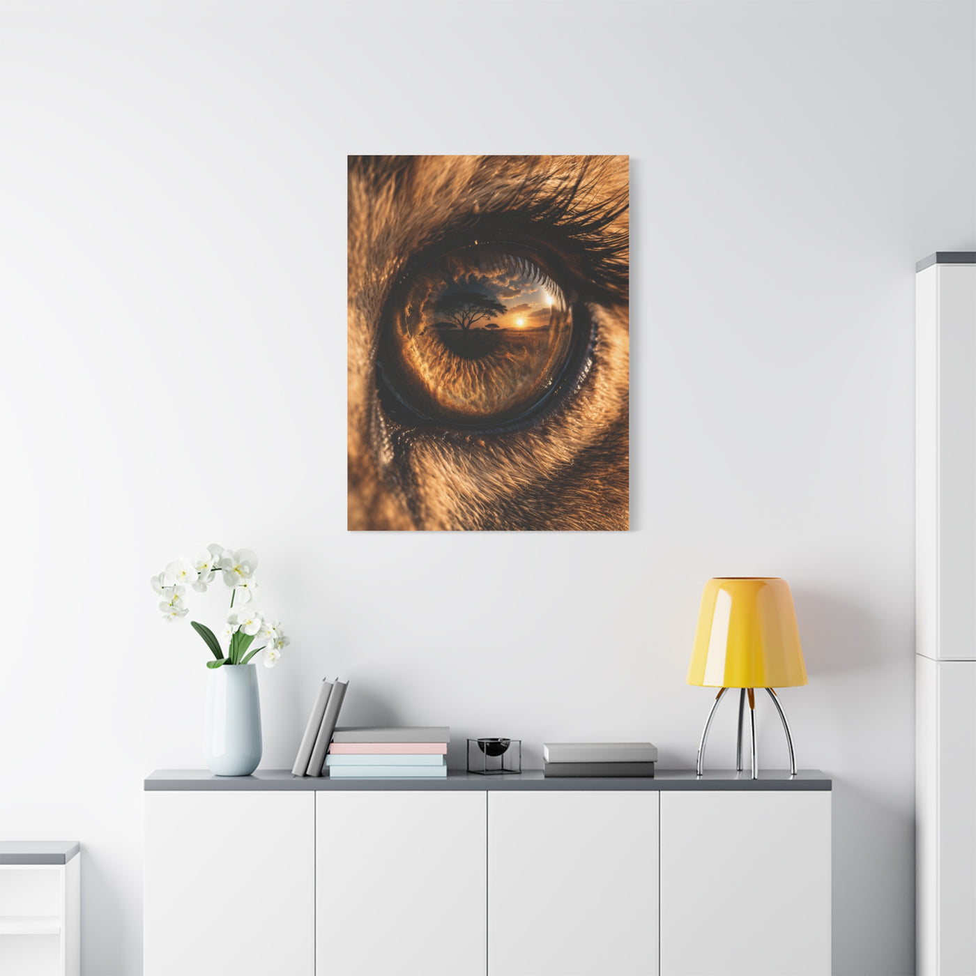 Lion Eye Reflection Macro Wall Art & Canvas Print
