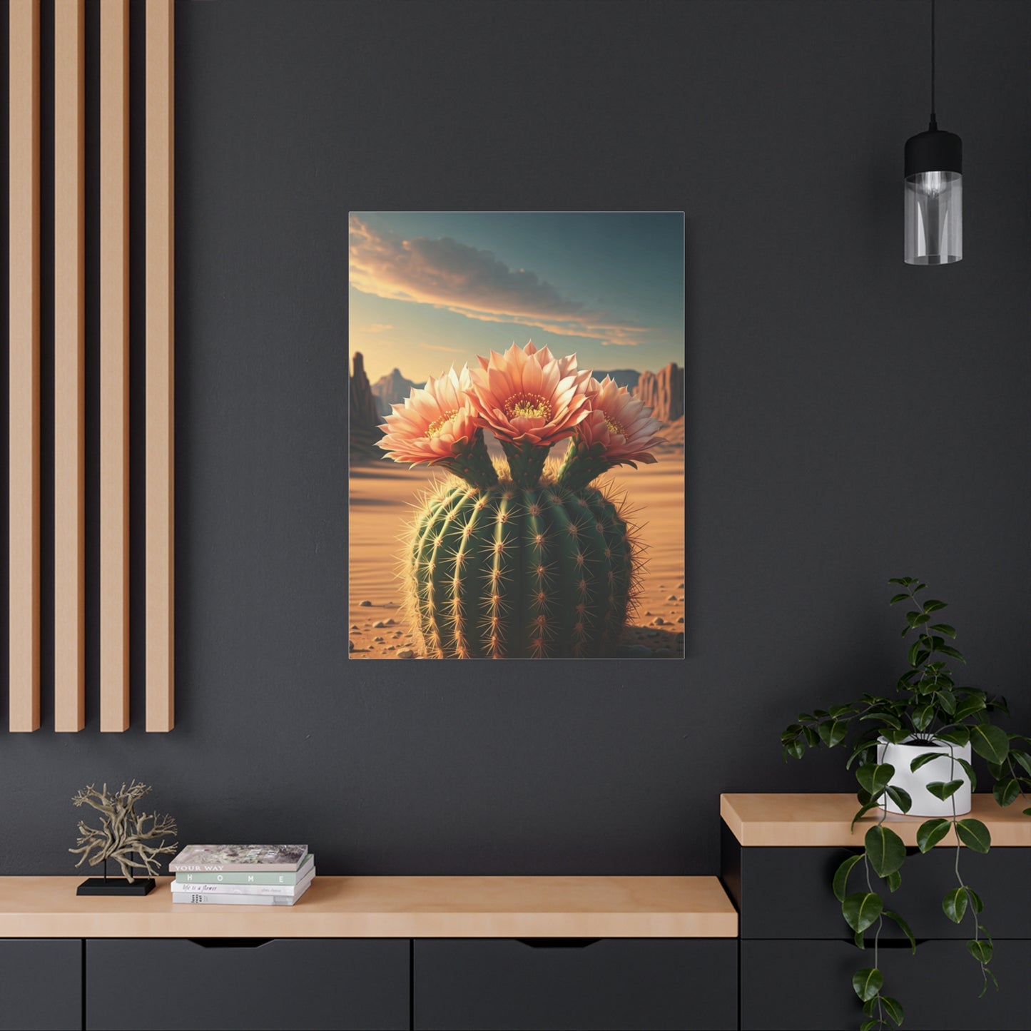 Desert Bloom Barrel Cactus Landscape Wall Art & Canvas Prints