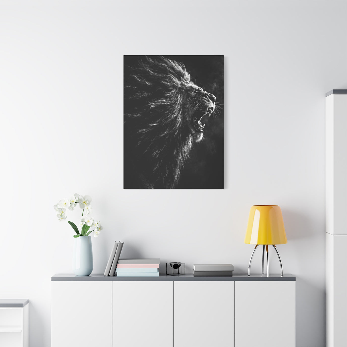 Roaring Lion Monochrome Power Wall Art & Canvas Print