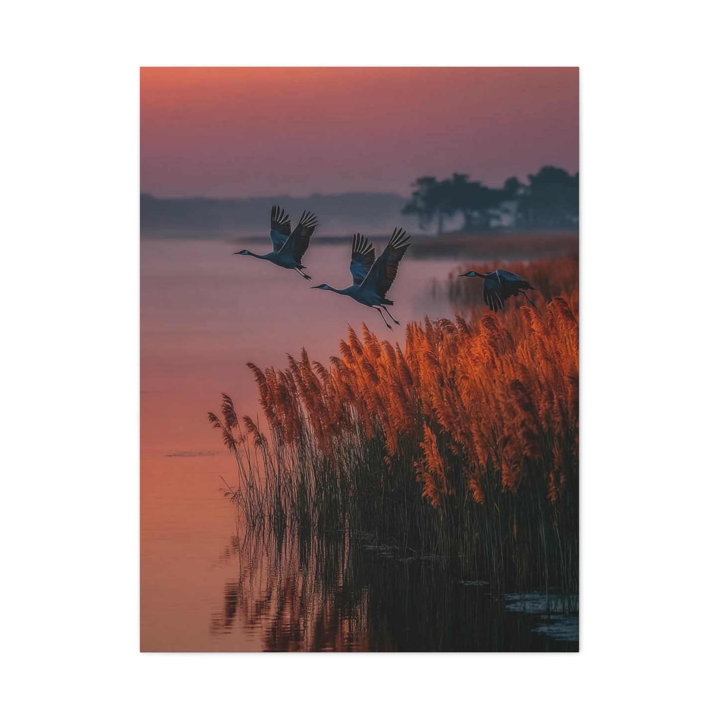 Autumn Marsh Sunrise Geese Wall Art & Canvas Print