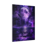 Surreal Violet Moon Glitchscape Wall Art & Canvas Print