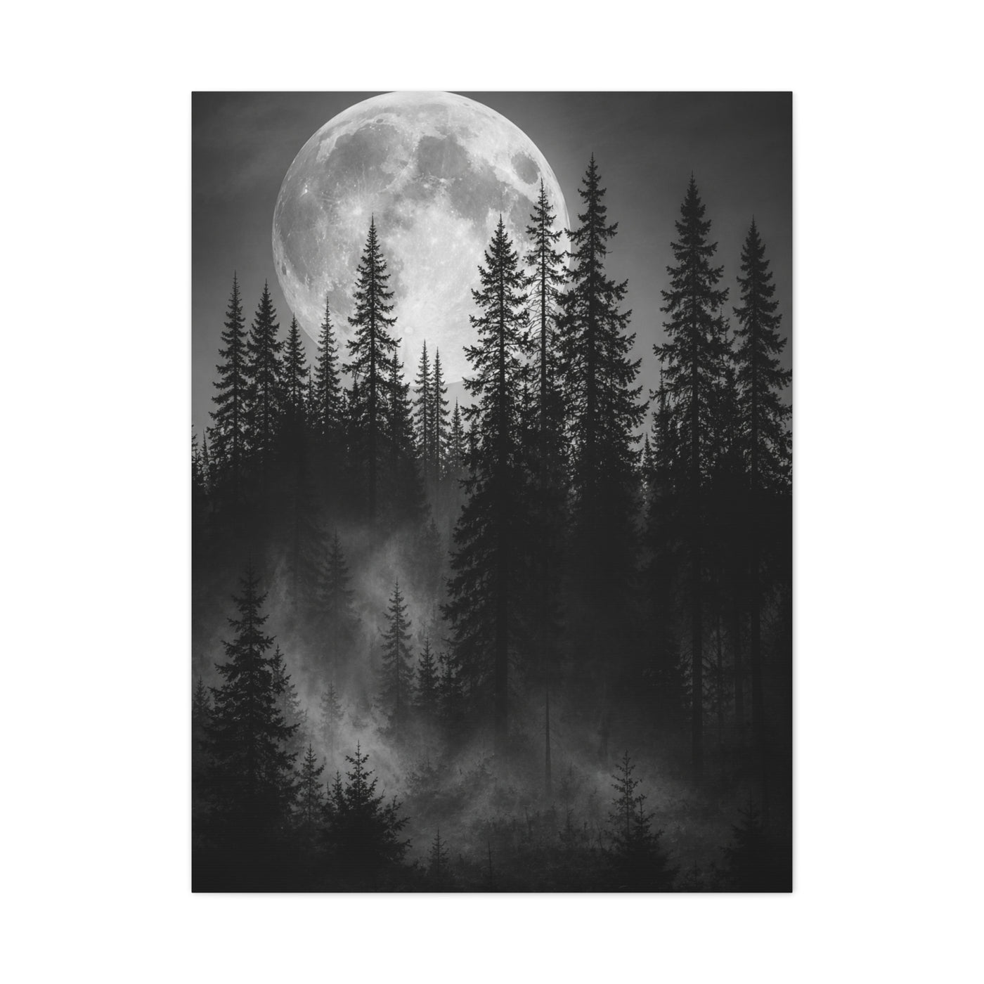 Moonlit Pine Forest Mystical Night Trees Wall Art & Canvas Print