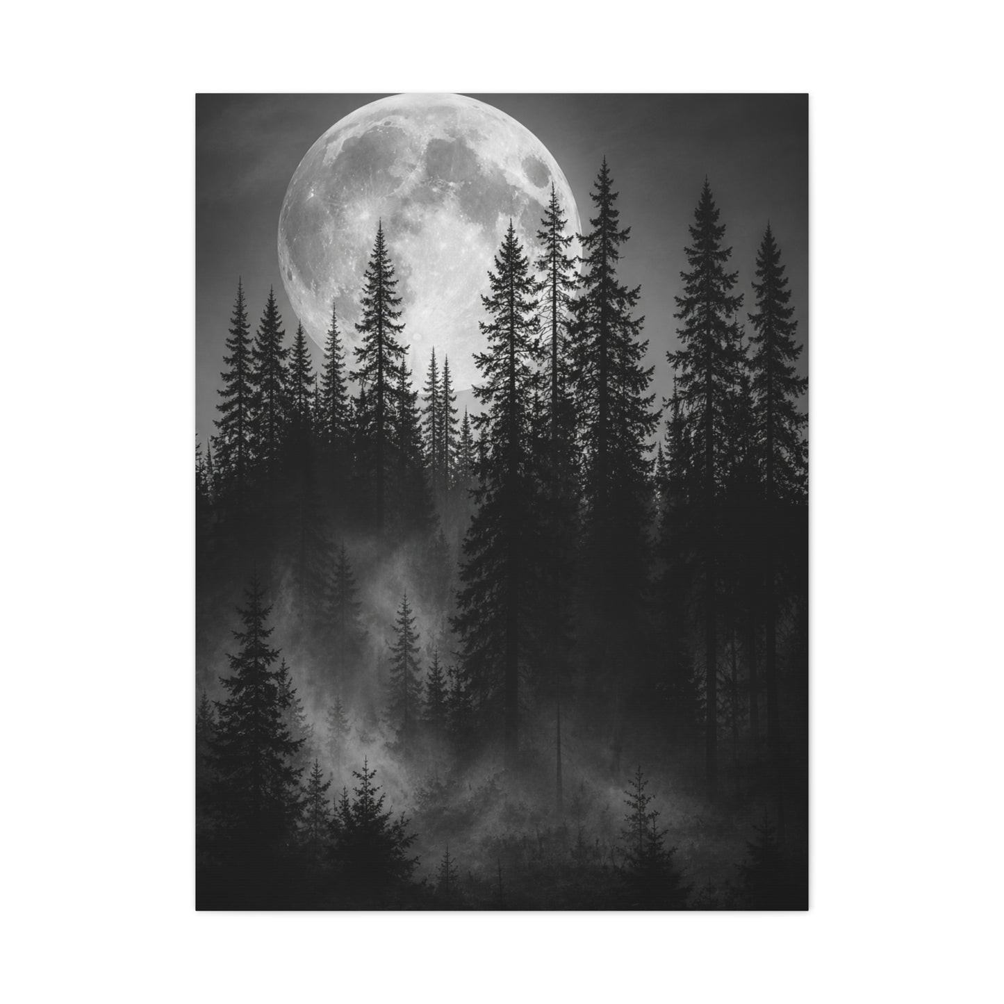 Moonlit Pine Forest Mystical Night Trees Wall Art & Canvas Print