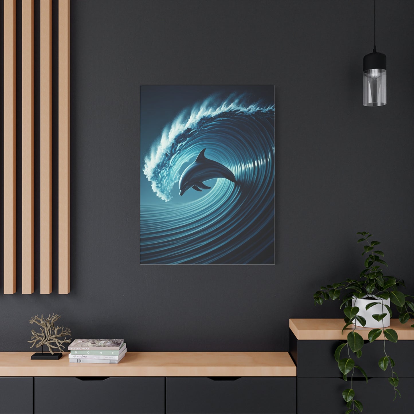 Dolphin Within Ocean Wave Motion Wall Art & Canvas Prints